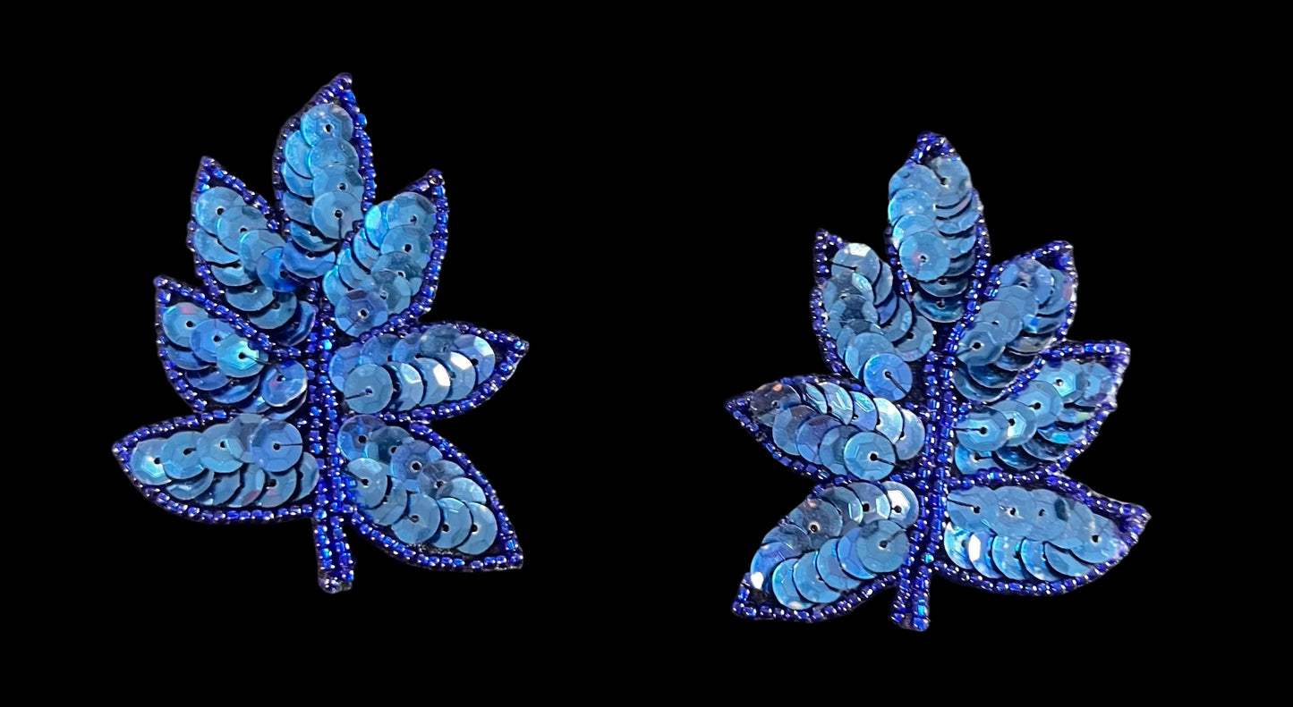 Diseño de Hoja Elección de Pares o Unidades con Lentejuelas y Cuentas Azules 2.5" x 2"