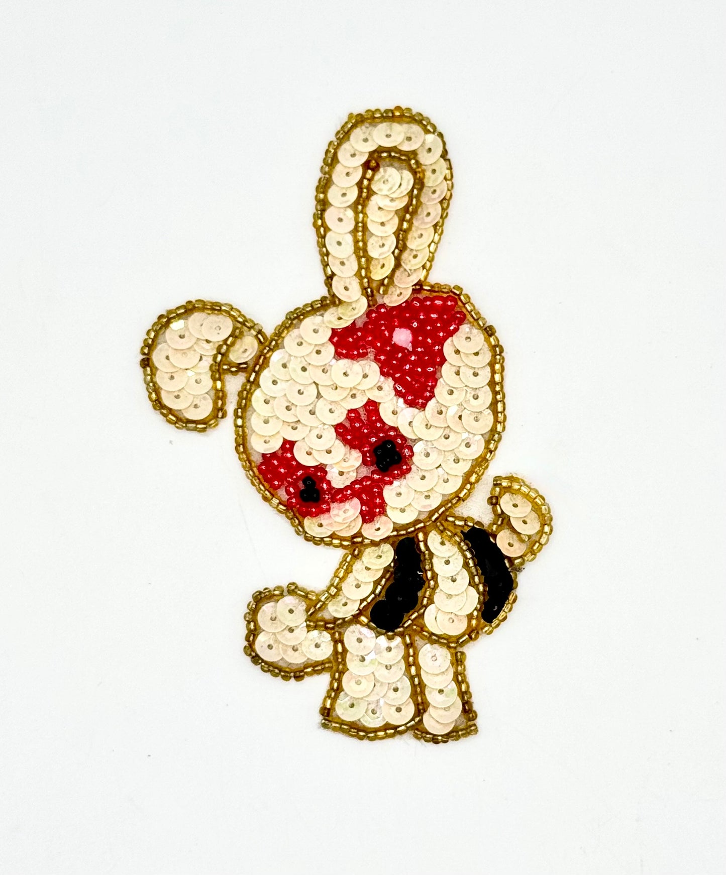 Vintage Bunny Rabbit - Sequins and Glass Beads - 4" x 2.5"