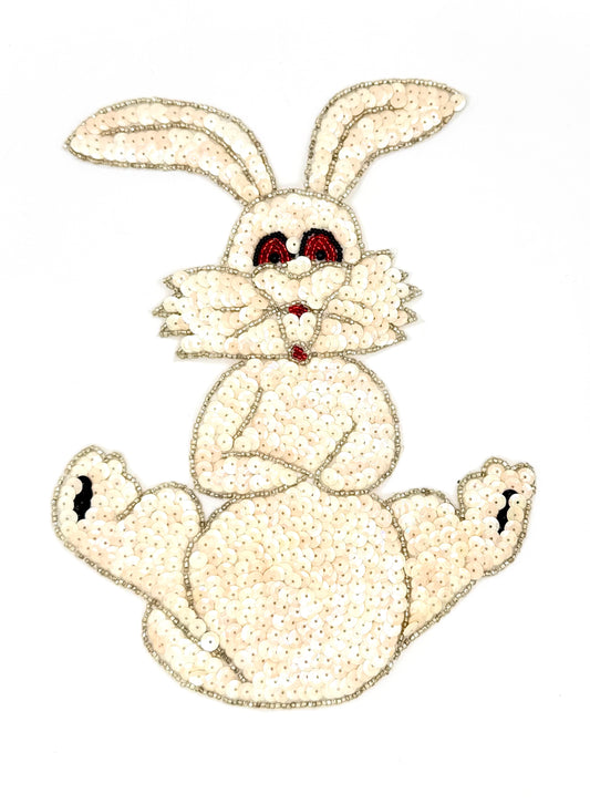 Vintage Rabbit with Beige Sequins Red Eyes 9" x 7"