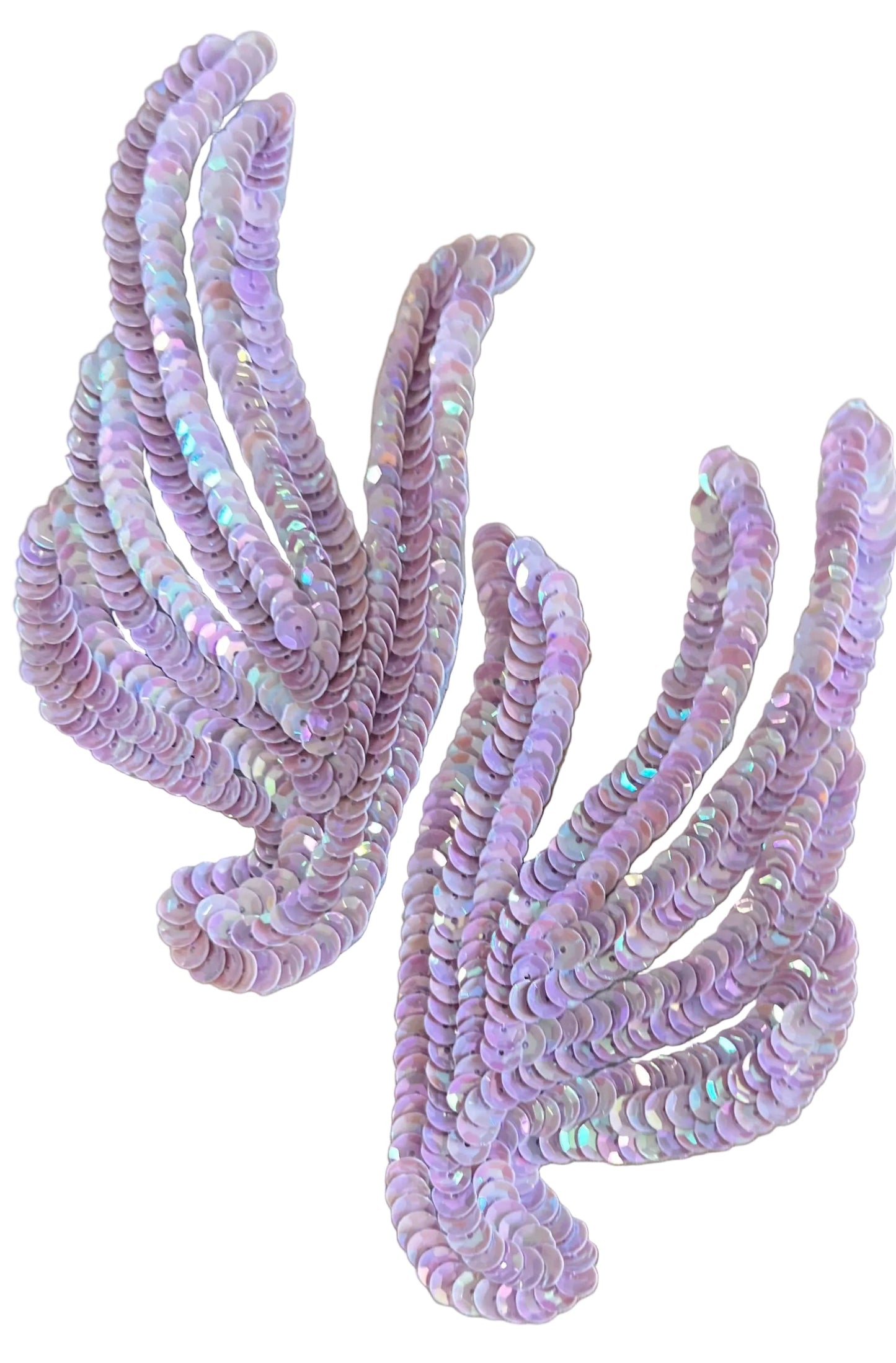Leaf Pair with Choice of Color Light Orchid Sequins 6" x 3"