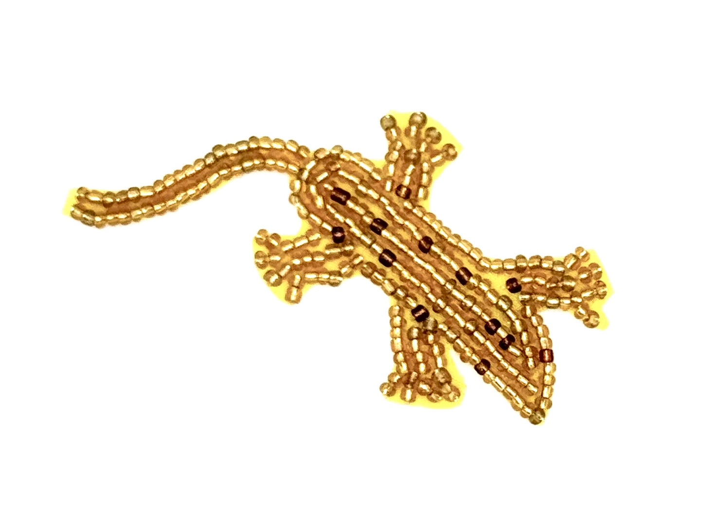 Gecko con cuentas doradas y bronceadas de 6.35 cm x 4.45 cm