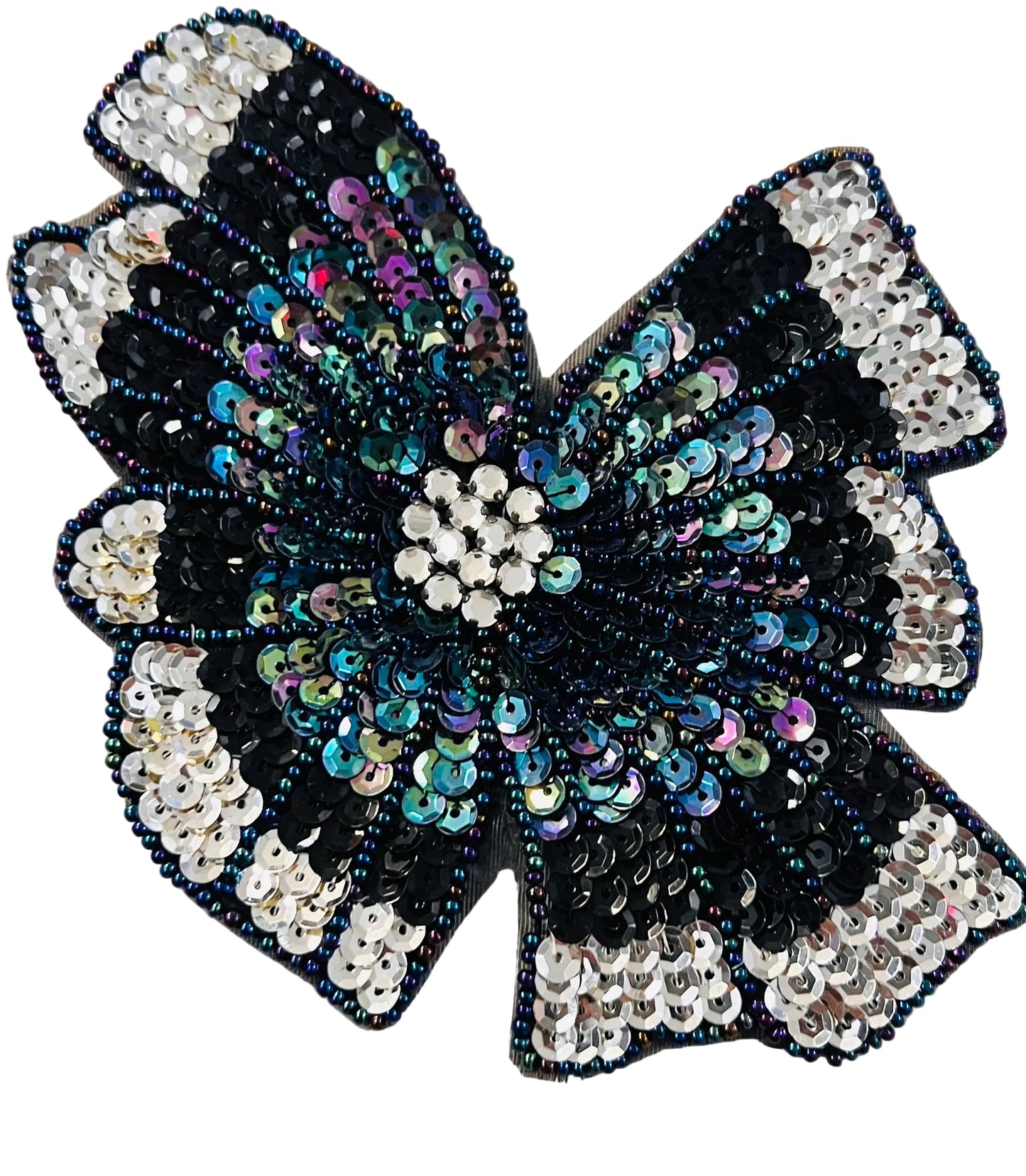 Aplicación de flor - Lentejuelas/Cuentas a elección de color - Centro de grupo de diamantes de imitación de 5.25"