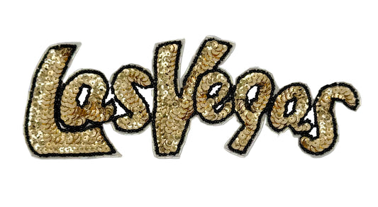 Gold 'Las Vegas' text patch on a light gray background