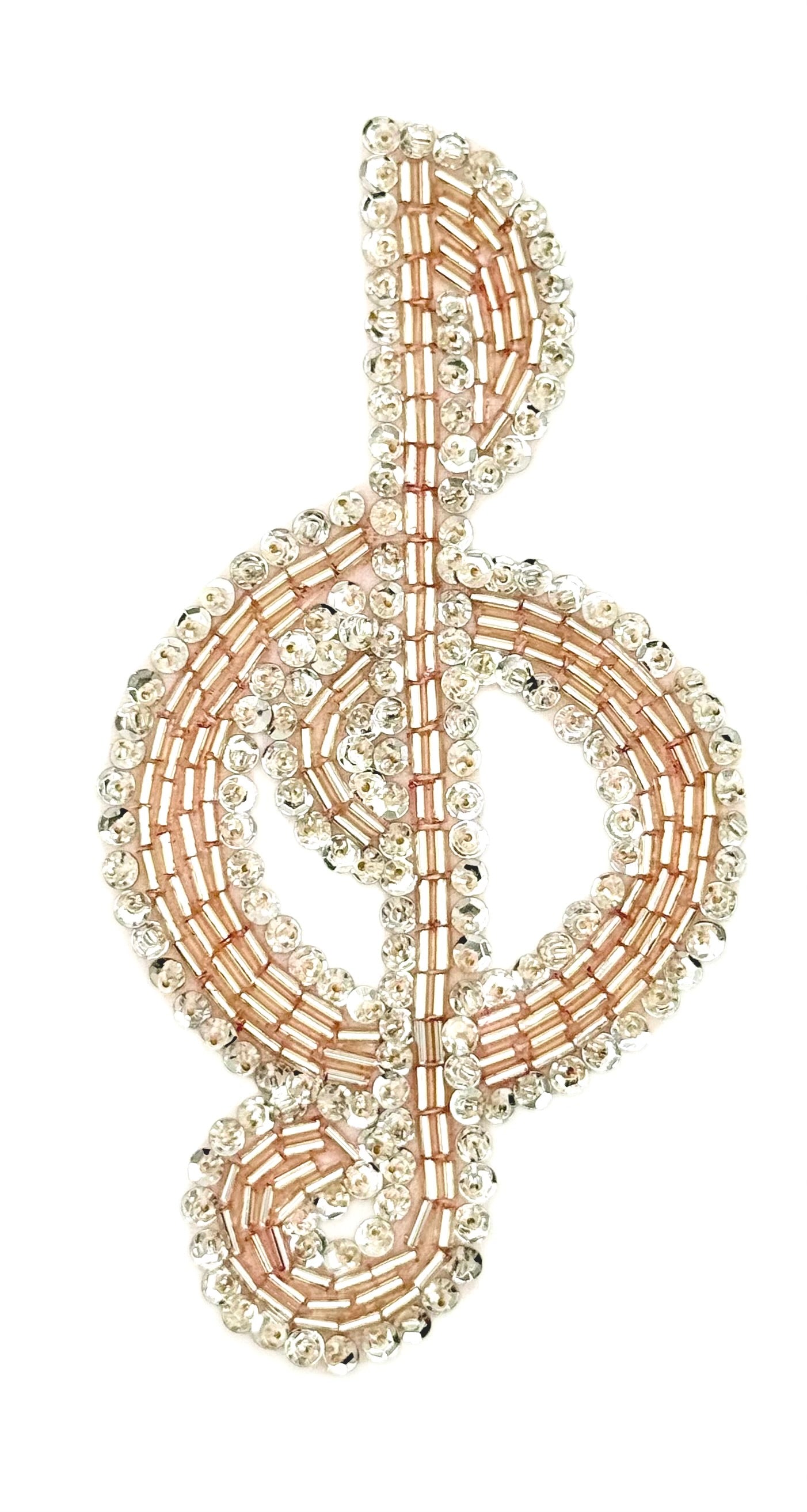 Música - Clave de Sol - Cuentas de Cristal Rosas 5" x 2.5"