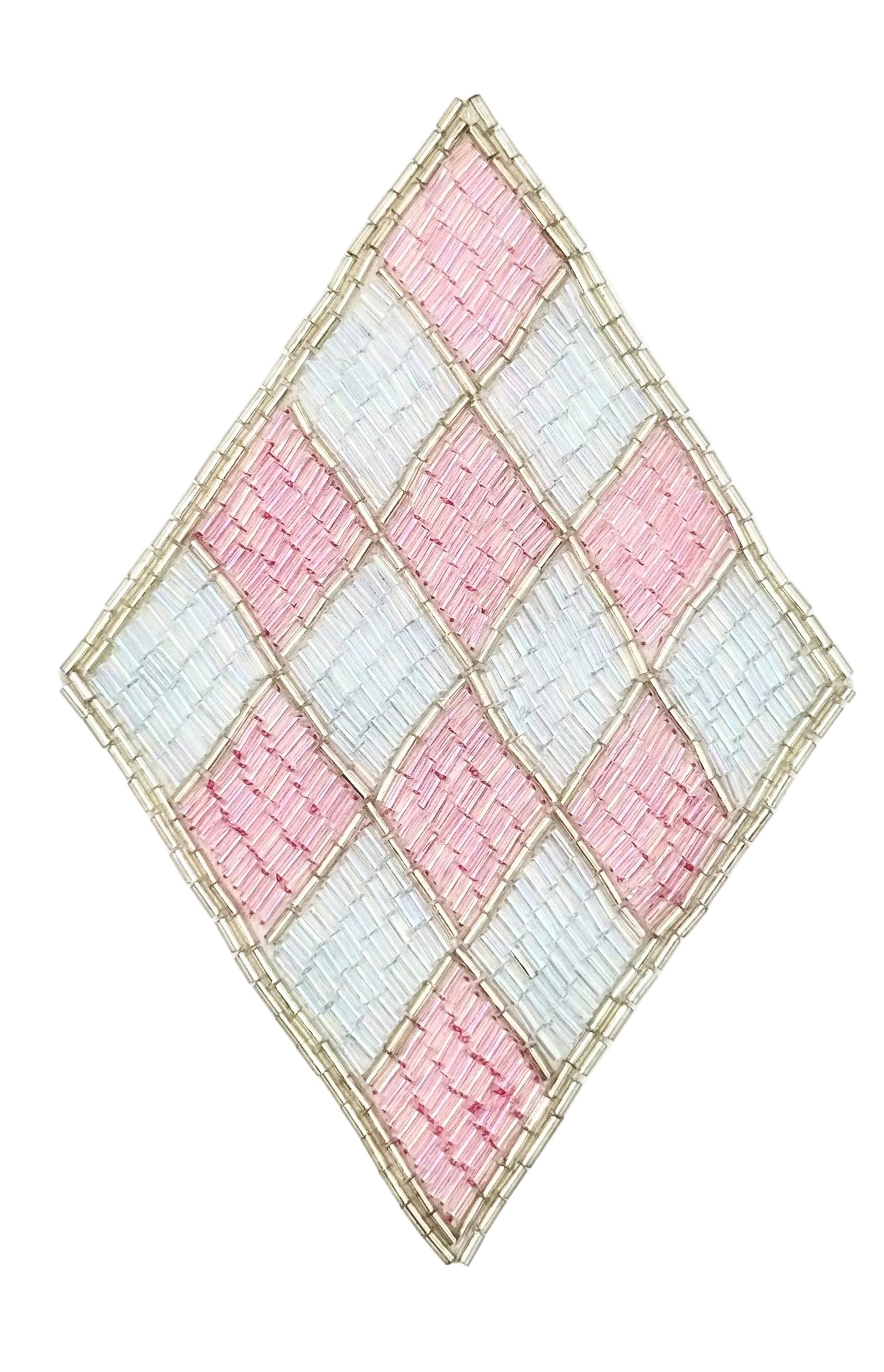 Diseño con motivos de diseñador en forma de diamante - Cuentas rosas/irisadas/plateadas 15,24 cm x 10,16 cm