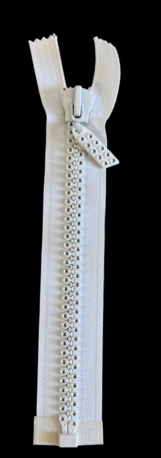 Zipper with Crystals Open End at Bottom 8"