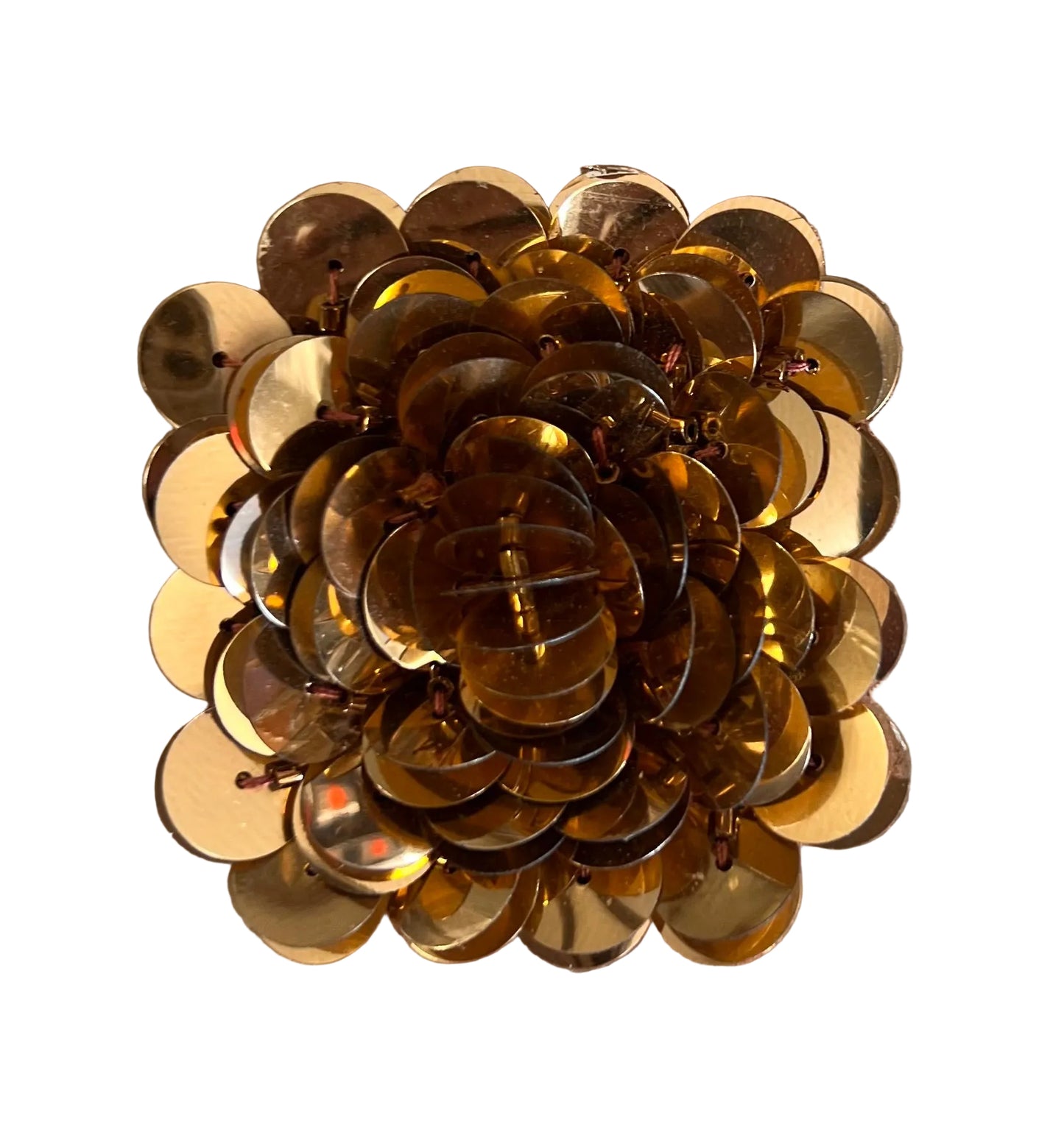 Flower - Bronze/Gold Sequins Square Shape High Rise 2" x 2"