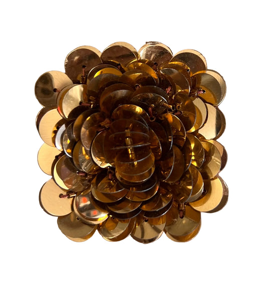 Flower - Bronze/Gold Sequins Square Shape High Rise 2" x 2"