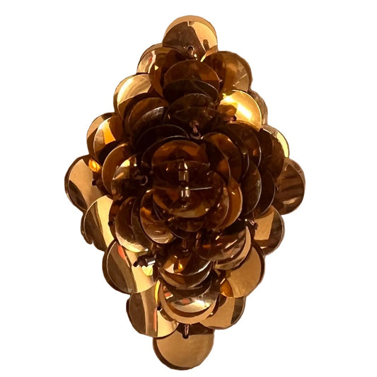 Flor - En forma de diamante - Lentejuelas oro bronce 2.5" X 1.75”