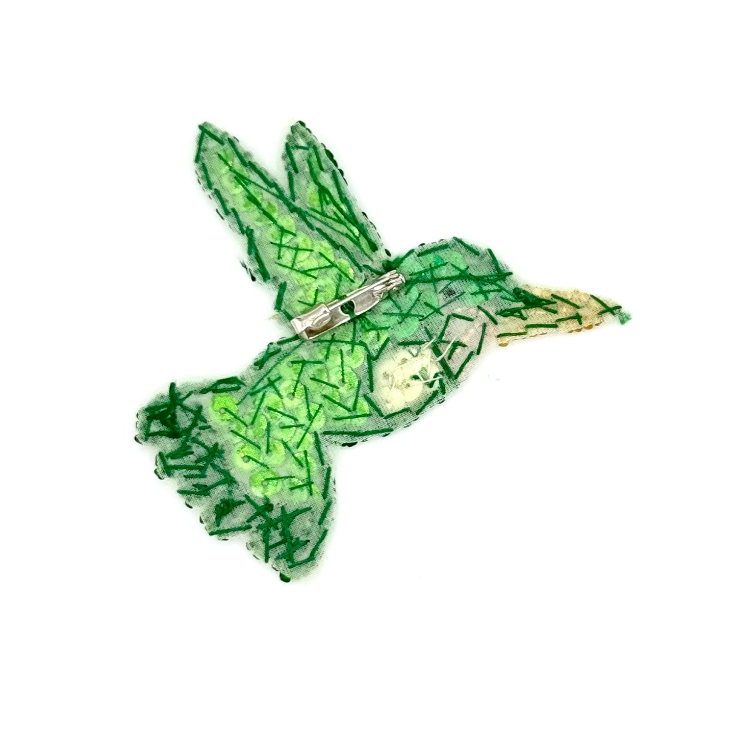 Hummingbird with Light Green Sequins and Beads 3" x 2.75"