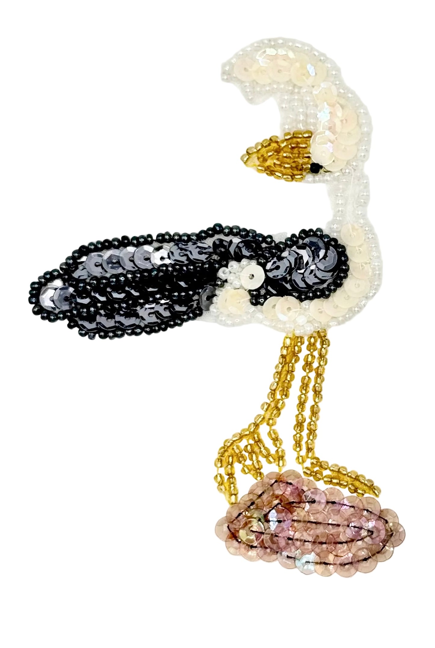 Roadrunner Bird with Beige and black sequins 3.5" x 3"