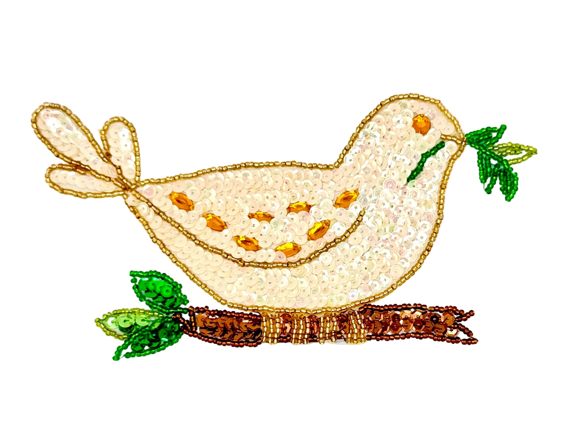 Decorative dove with olive branch on a white background
