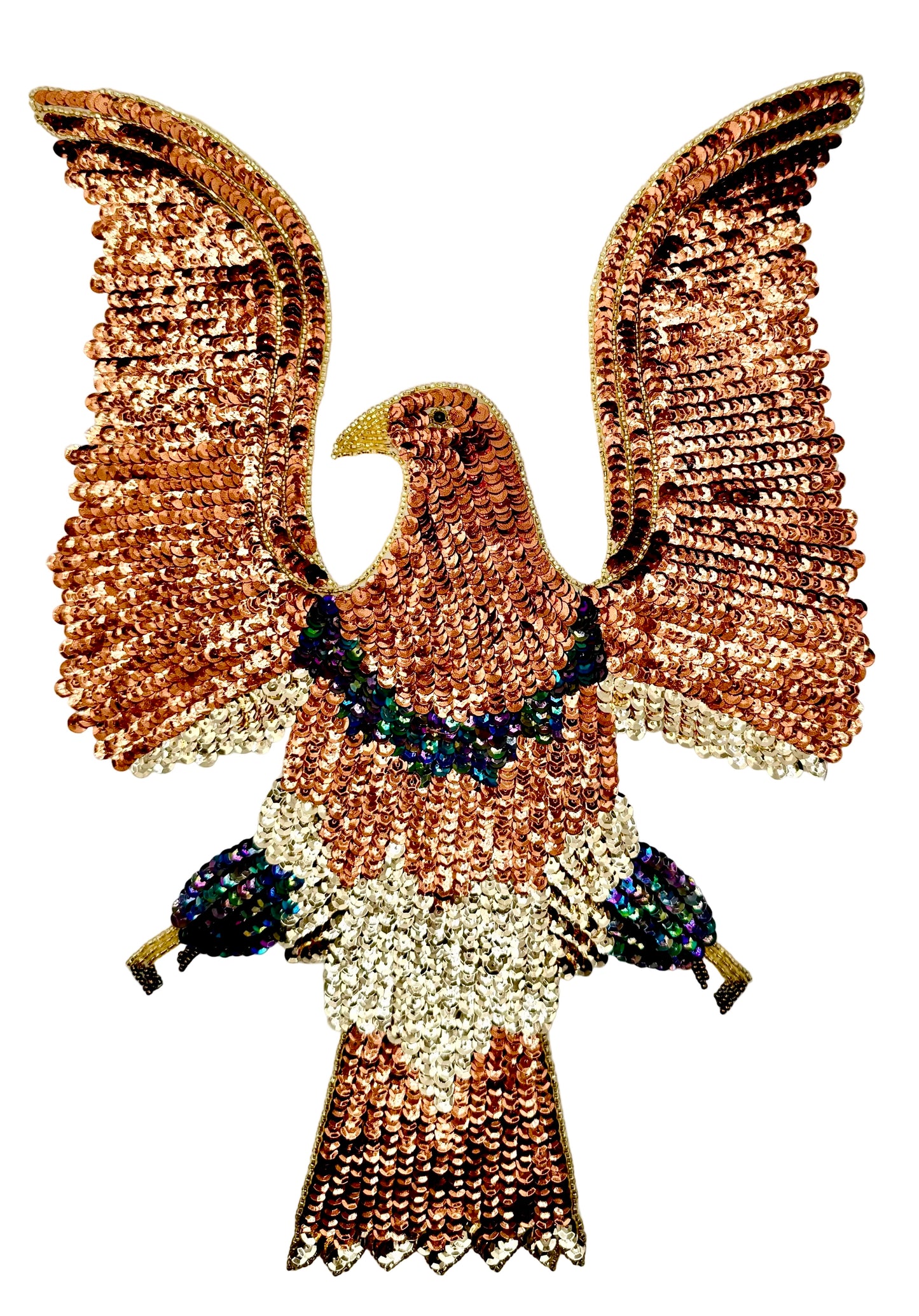 Águila - Lentejuelas y Abalorios Dorados y Bronce 15"x10.5"
