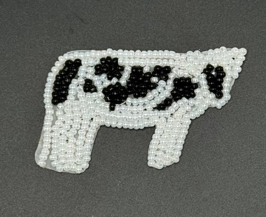 Cow with Black and White Beads 2.25" x 1.5"
