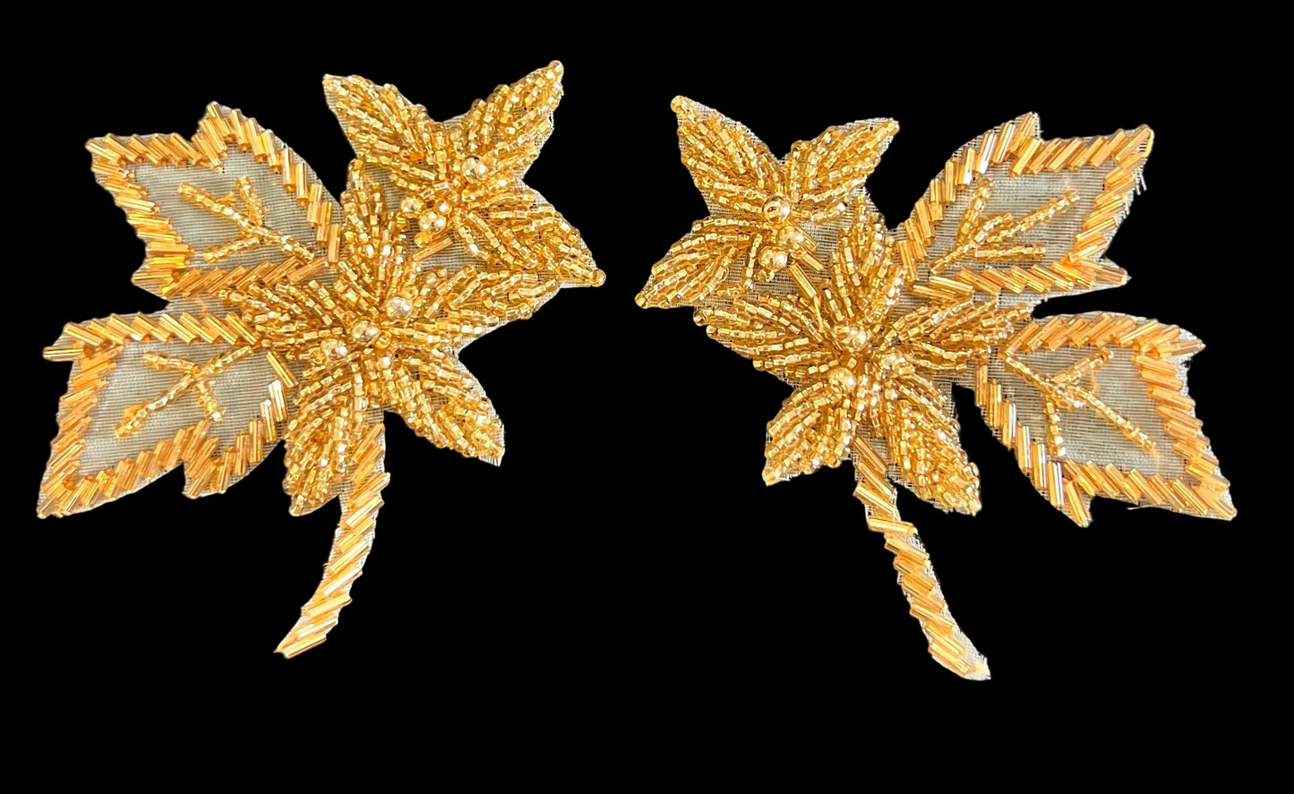 Flower Pair with Gold Beads 3" x 4"