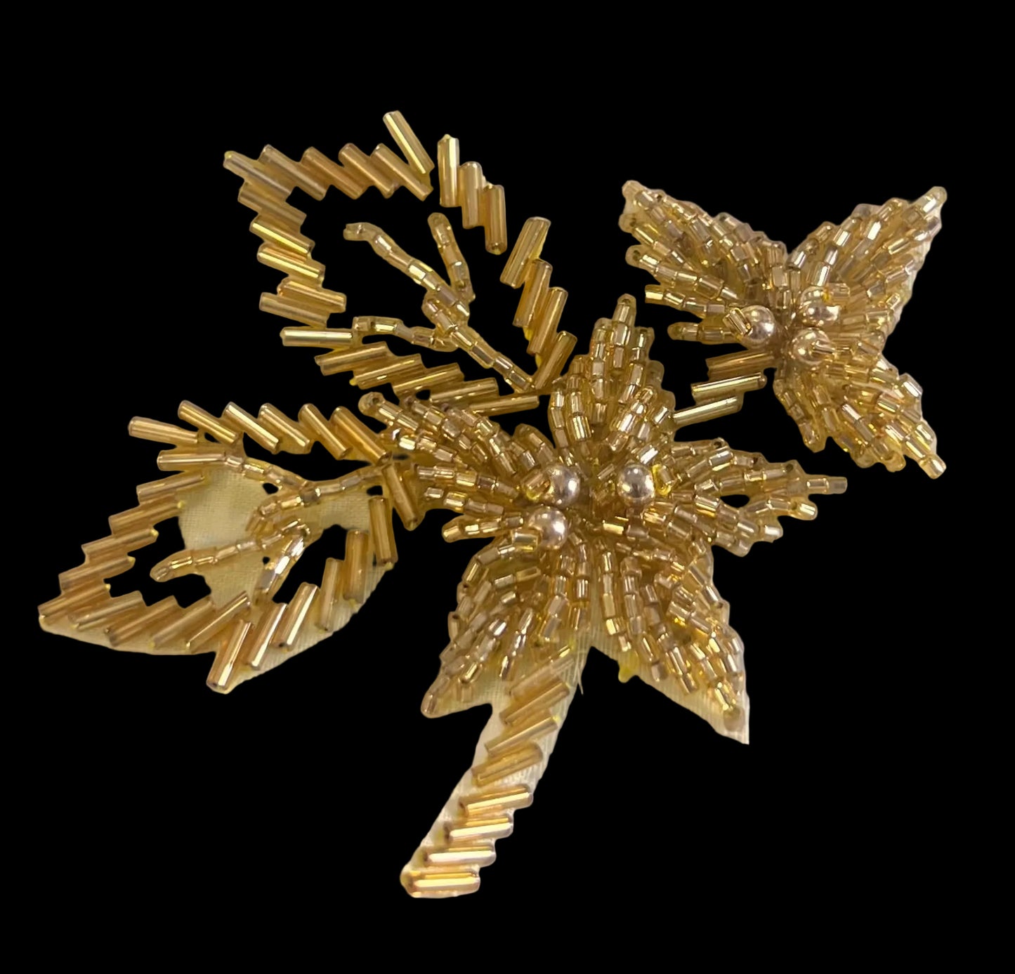 Flower Gold Beaded Single 3" x 4"