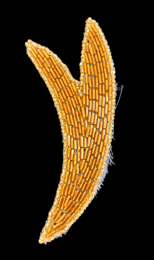 Designer Motif Leaf with Gold Beads Single 5" x 2"