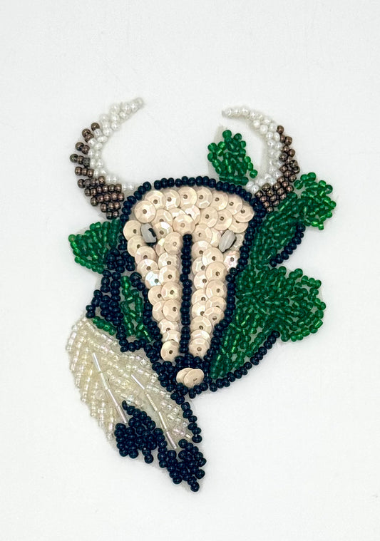 Steer skull with fatherland Cactus on a white background
