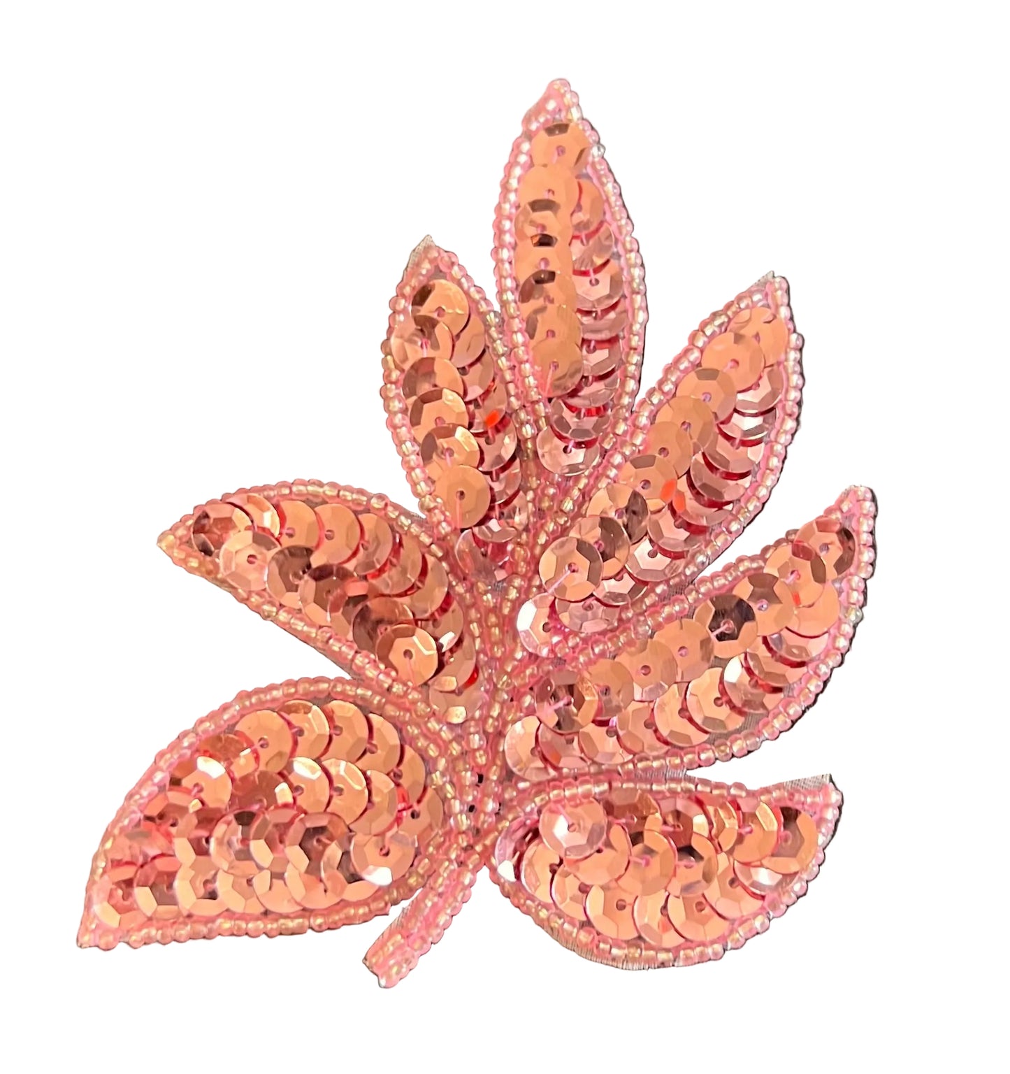 Lentejuelas y abalorios rosados de hojas 10,16 cm x 7,62 cm