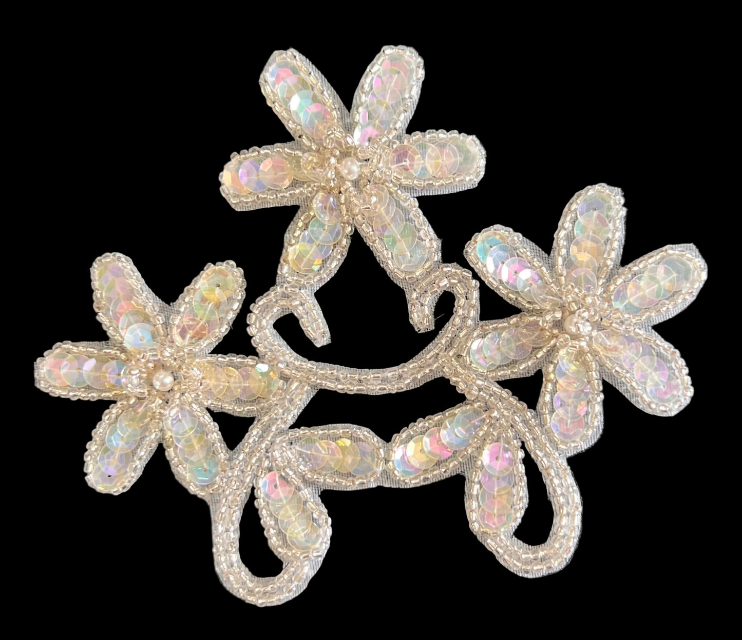 Flower with Iridescent Sequins and Beads 5" x 4"