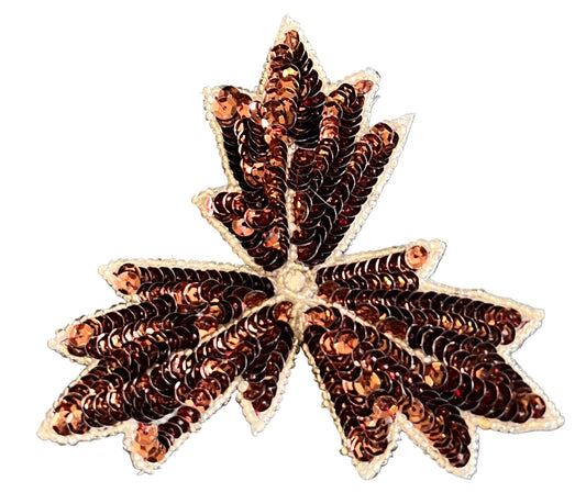 Leaf Bronze with Silver Trim and Crystal Rhinestone 5" x 5"