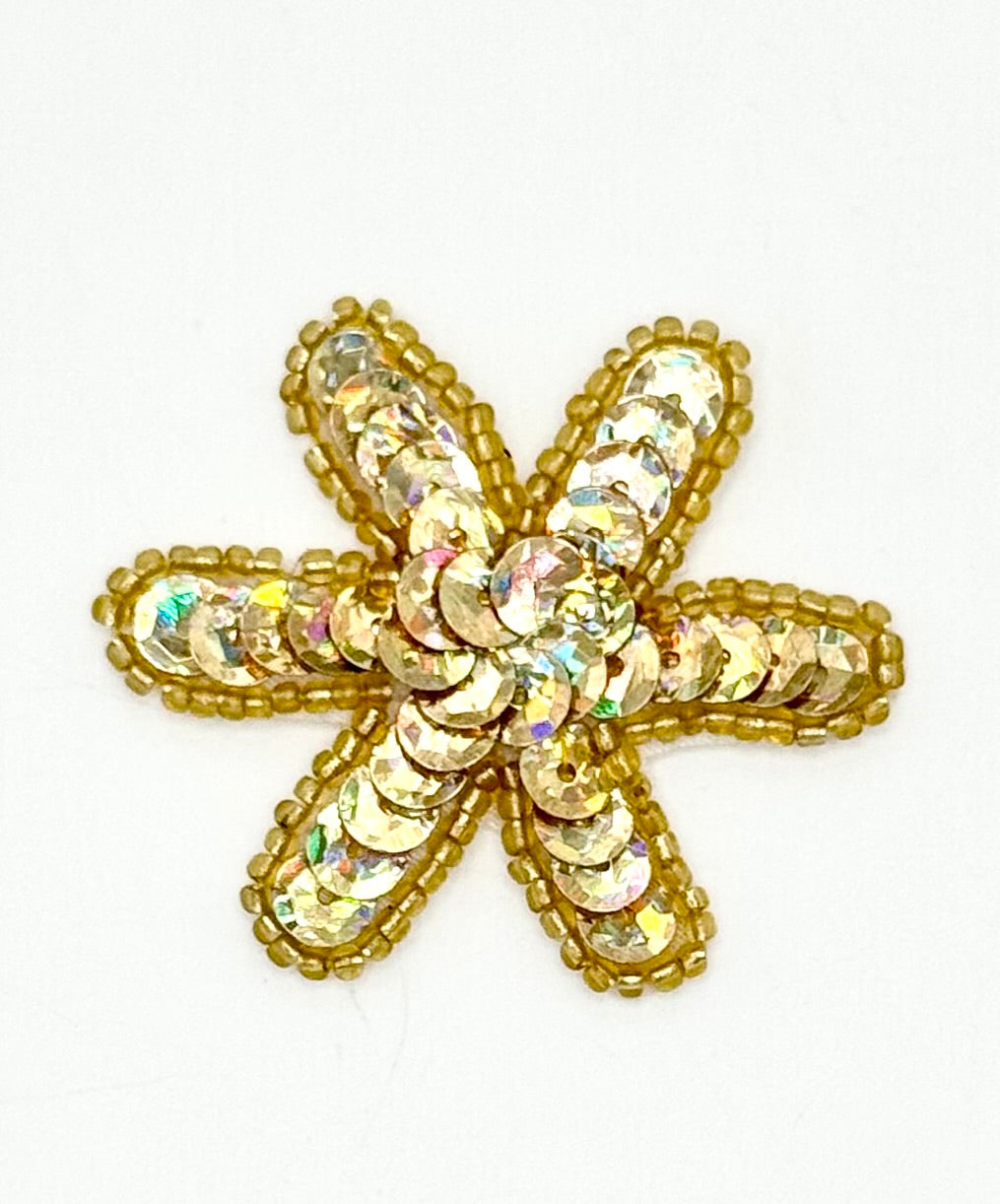 Flor Láser Oro Lentejuelas y Cuentas de Oro con 2" x 2"
