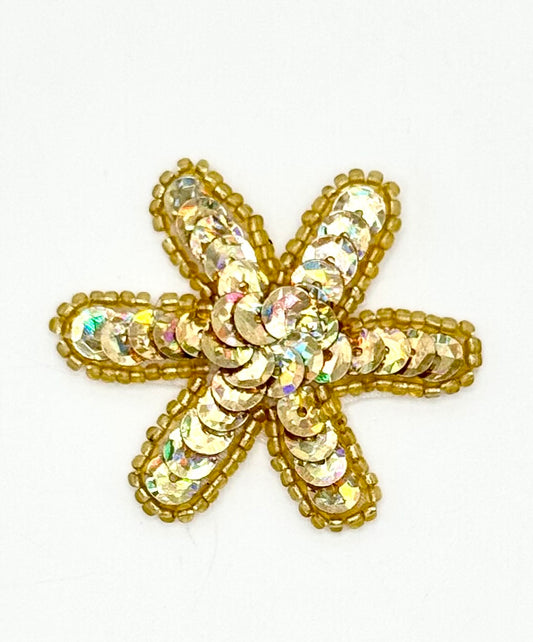 Flor Láser Oro Lentejuelas y Cuentas de Oro con 2" x 2"