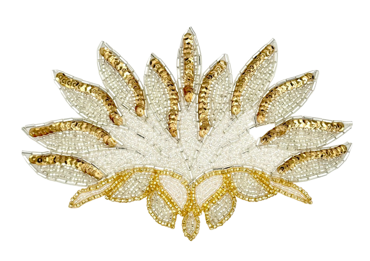 Floral Design Accent - Gold and Silver Sequins and Beads - 6.75" x 4.5"