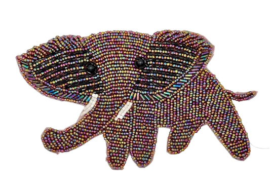 Beaded elephant on a white background