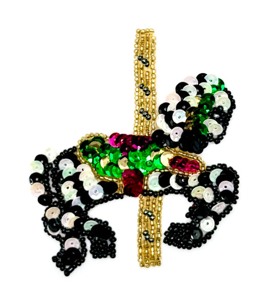 Carousel Zebra - Multicolored Sequins and Beads - 3.5"x3"