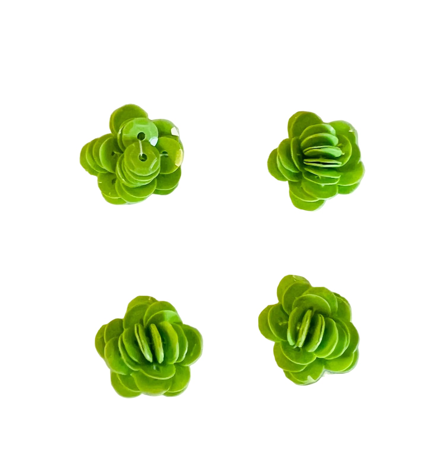 Juego de 5 flores de lentejuelas verde lima de 1/2 pulgada