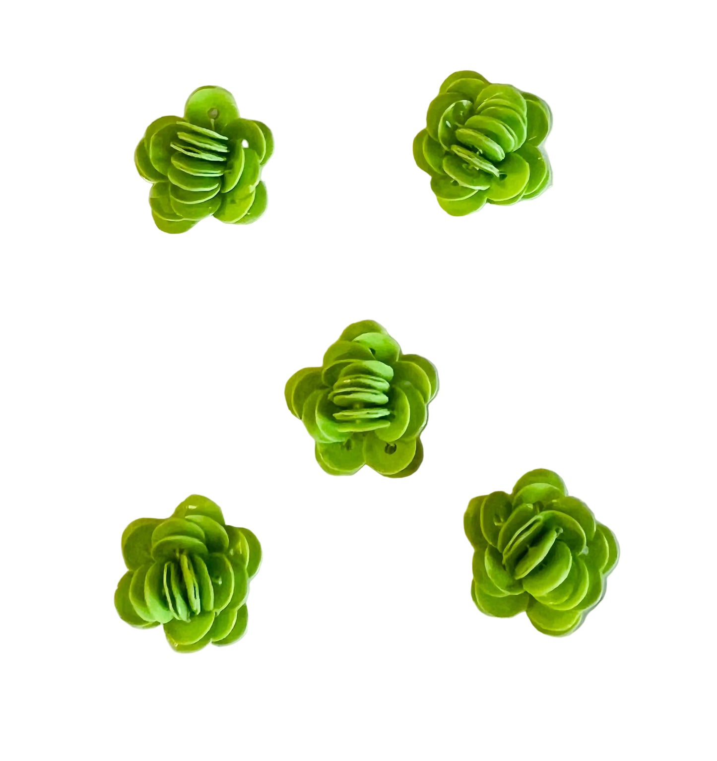 Juego de 5 flores de lentejuelas verde lima de 1/2 pulgada