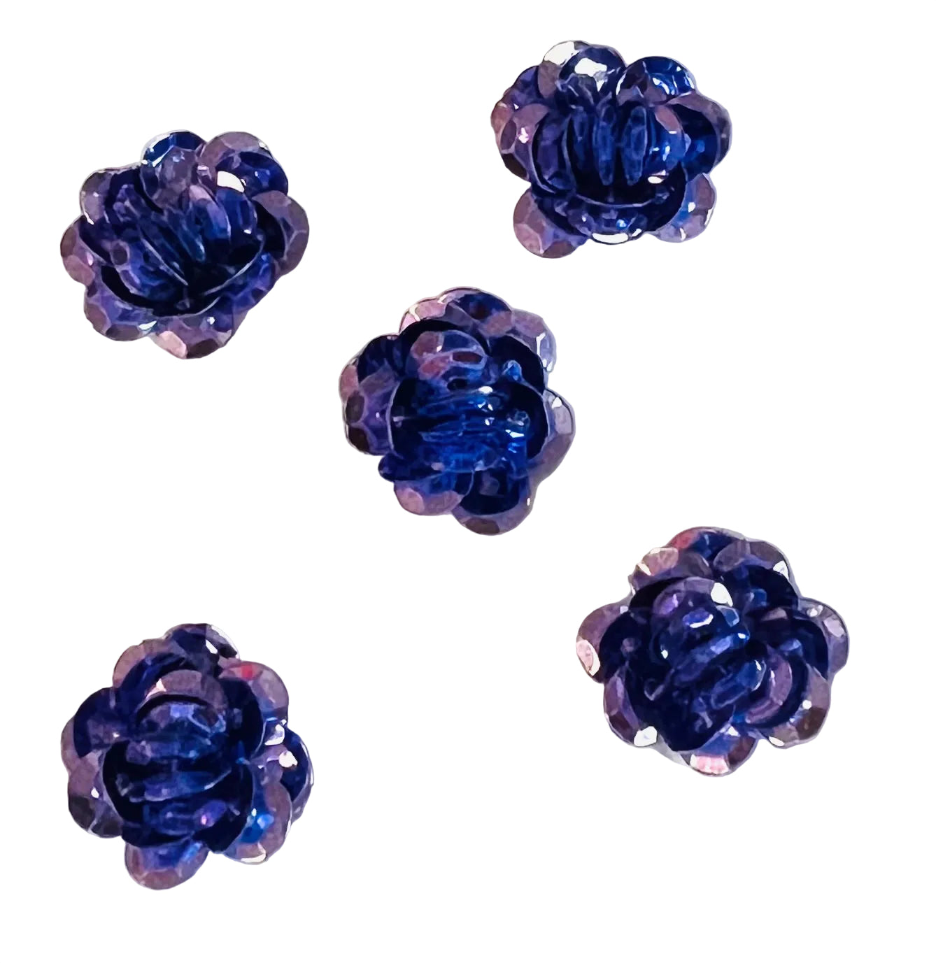 Juego de 5 flores con lentejuelas moradas de 1/2"
