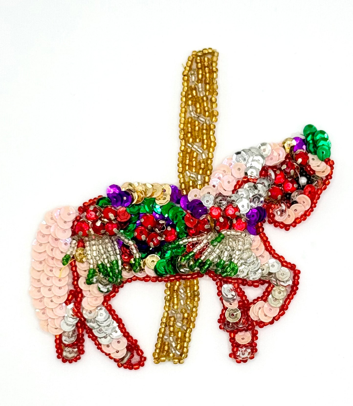 Carousel Horse with Multicolored Sequins and Beads 7" x 6.5"