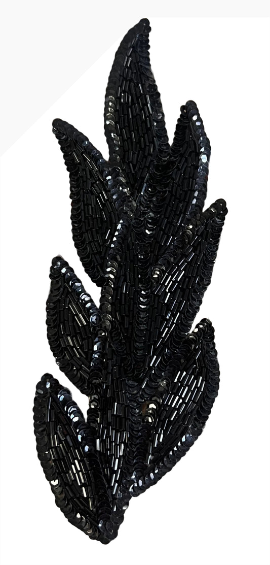 Leaf with Black Beads 9" x 3"