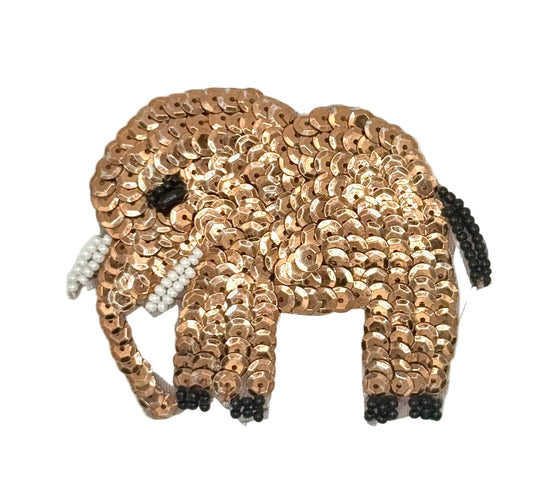 Elephant with Bronze and Black Sequins and Beads 3.25” x 2.75”