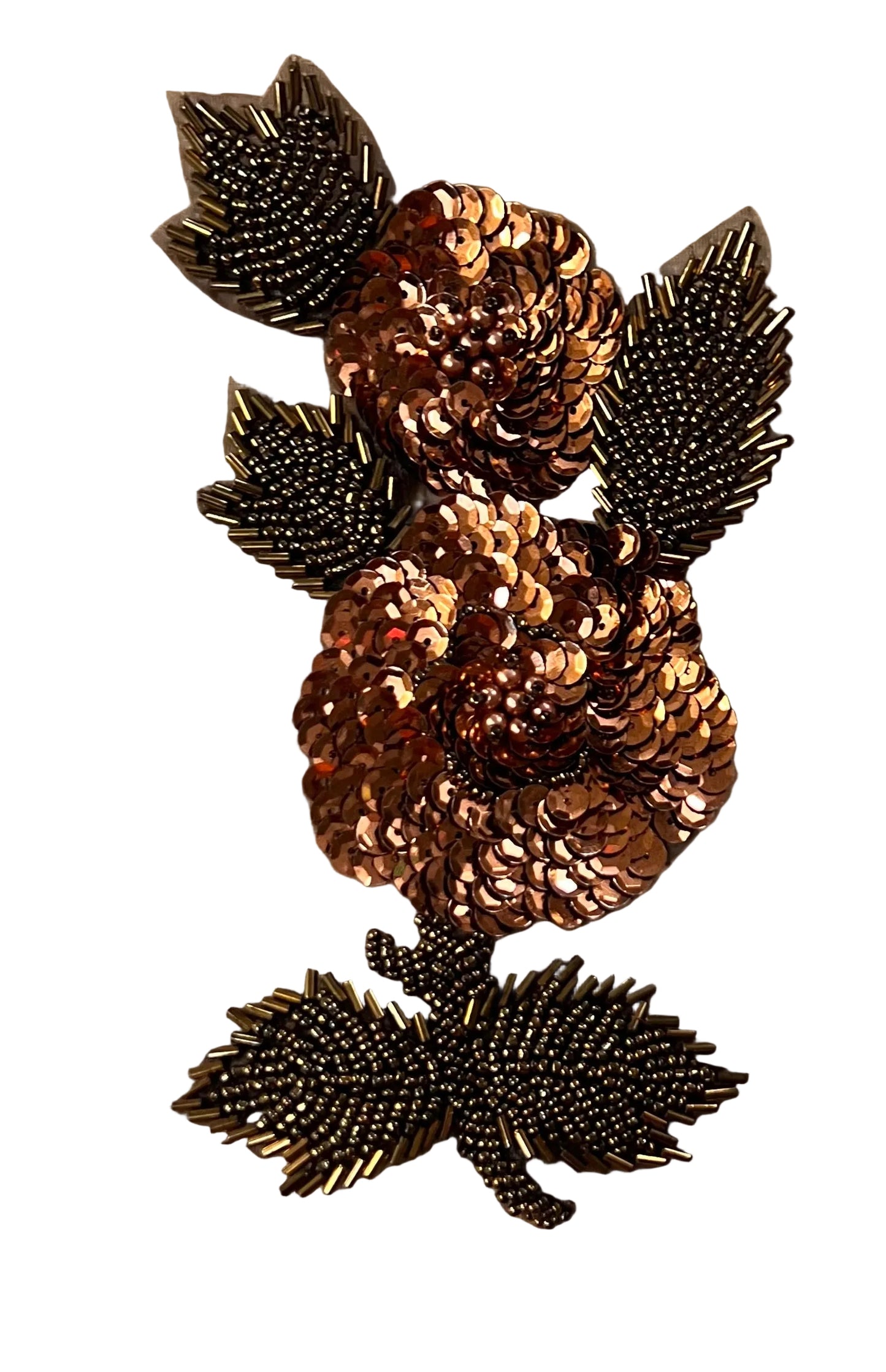 Flower with Bronze Sequins and Beads 7” x 4”