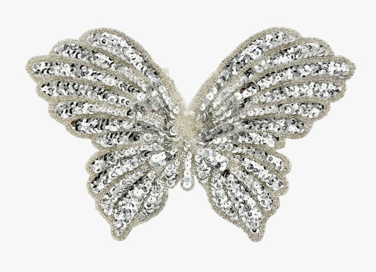 Butterfly with Silver Sequins and Beads 9.5" x 6.5"