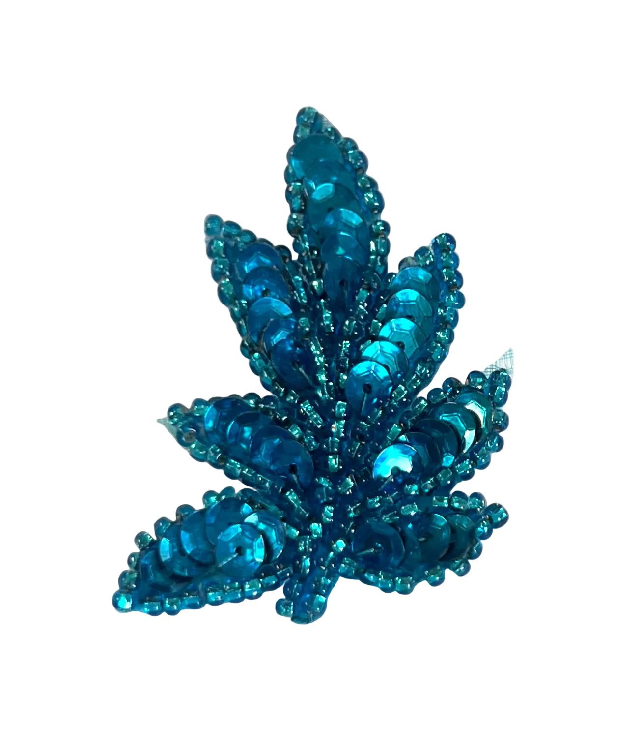 Hoja de lentejuela individual turquesa, 2" x 1.5"