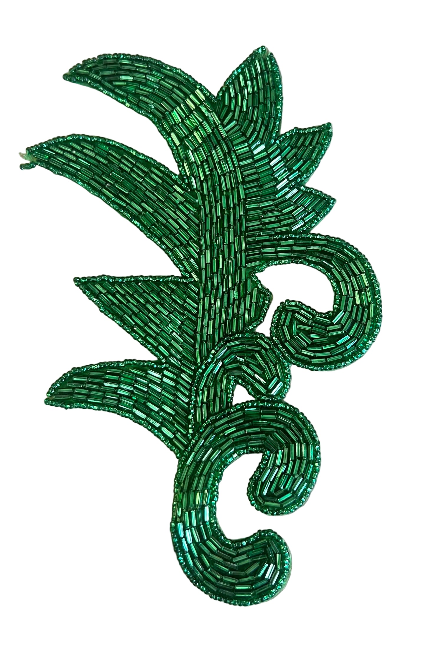 Leaf Design with Glass Beads Green or Turquoise - 4.5" x 7"