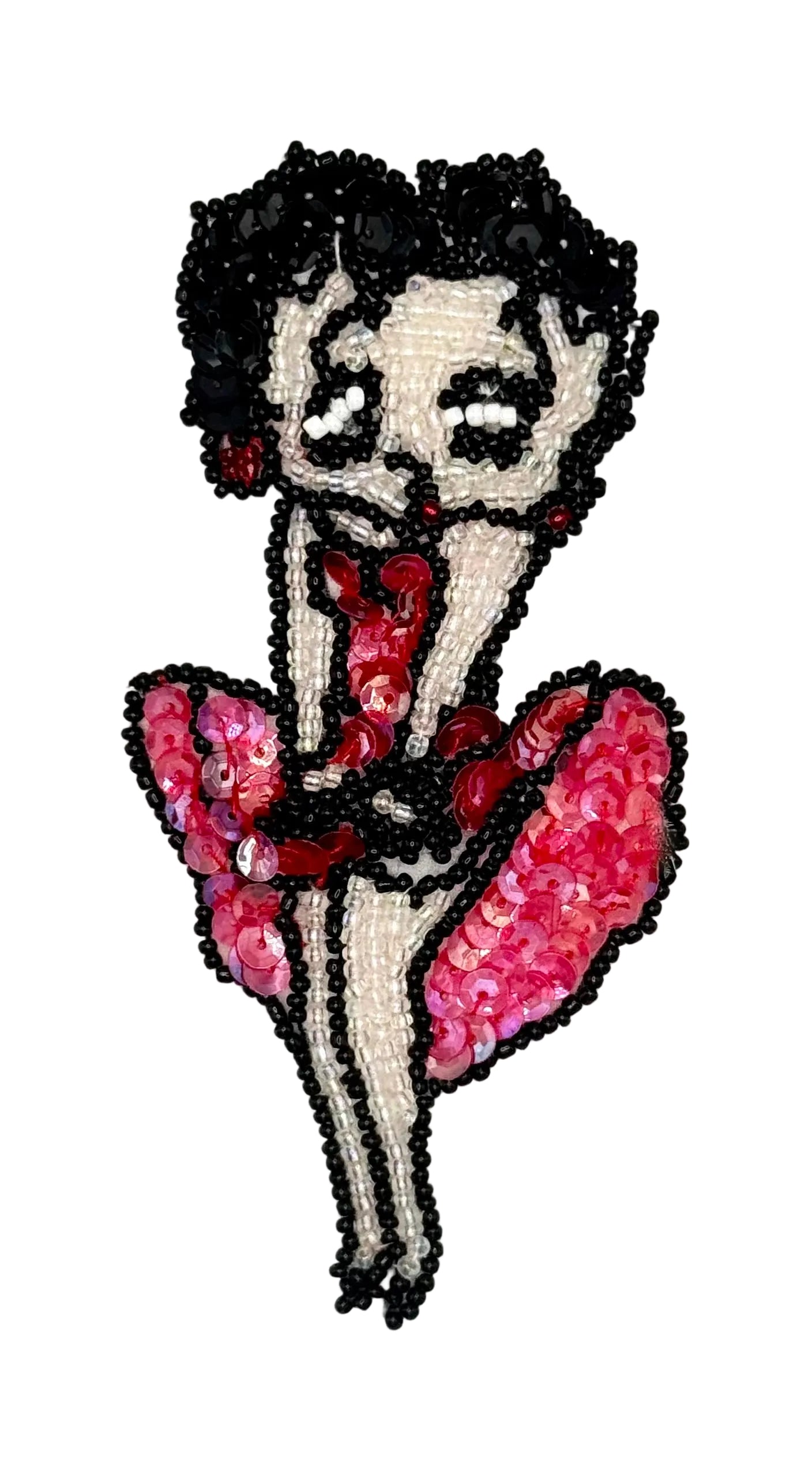 Personaje de dibujos animados Betty Boop vintage - Lentejuelas y cuentas 12.7 cm x 6.35 cm