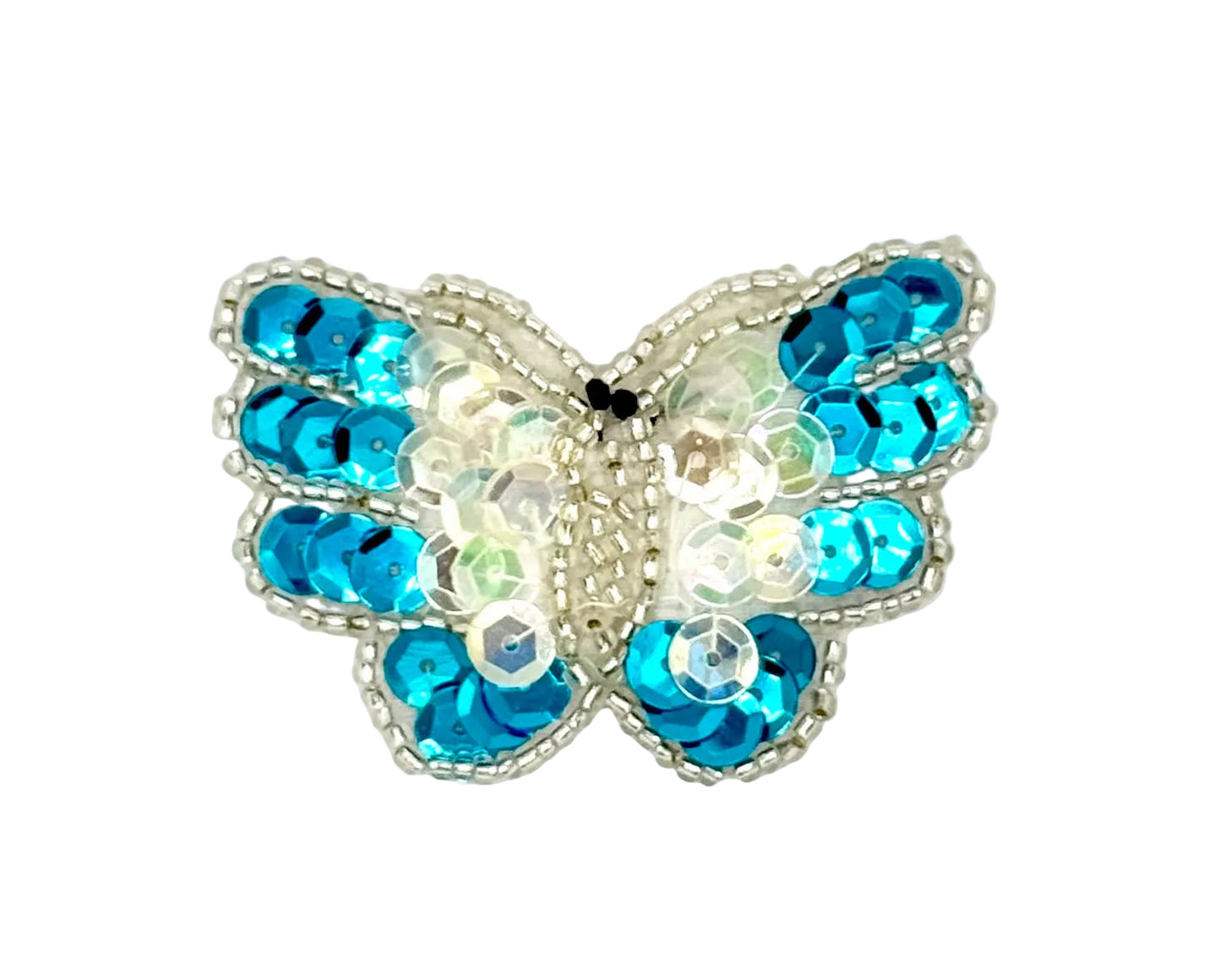 Butterfly - Turquoise and Iridescent Sequins 2.25" x 1.75"
