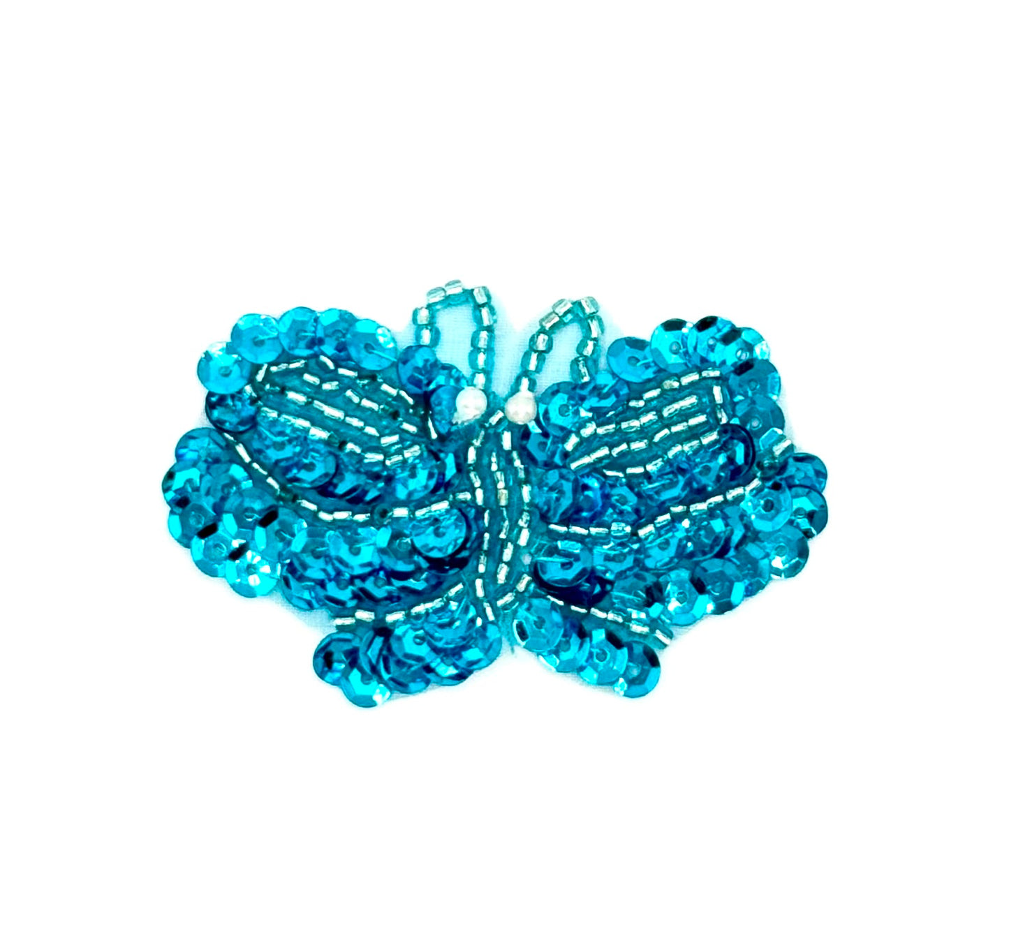 Butterfly with Turquoise Sequins and Beads 2.5" x 1.5"