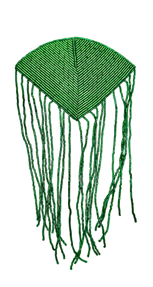 Green beaded epaulet on a white background