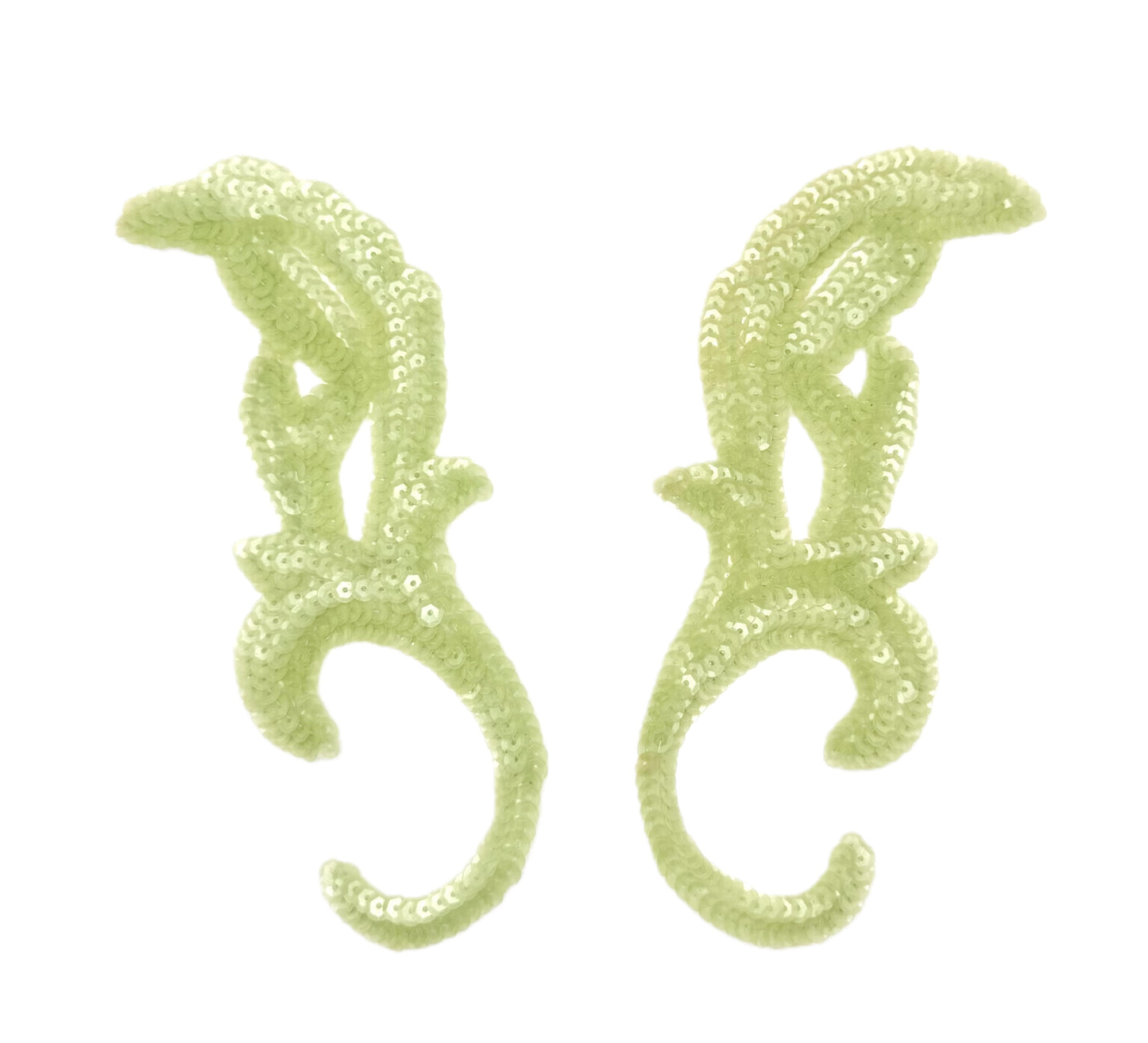 Designer Motif Pair with Mint Green Sequins 8" x 3.25"