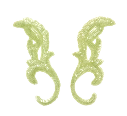 Par de motivos de diseño con lentejuelas verde menta 20.32 cm x 8.26 cm