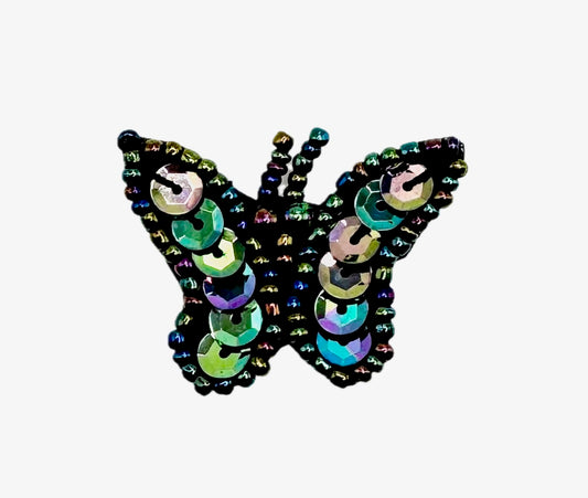 Butterfly with Moonlight Sequins and Beads 1.25" x 1"