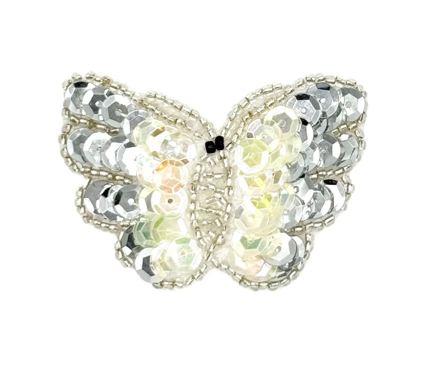 Butterfly with Silver and Iridescent Sequins and Beads 2.25" x 1.5"