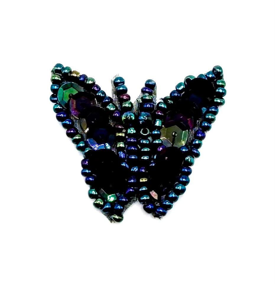 Butterfly with Moonlight Sequins and Beads 1.25" x 1"