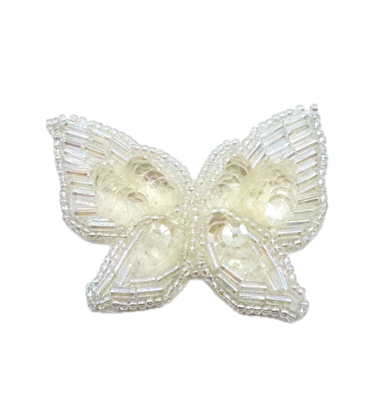 Sequin butterfly with Iridescent Sequins and beads on a white background